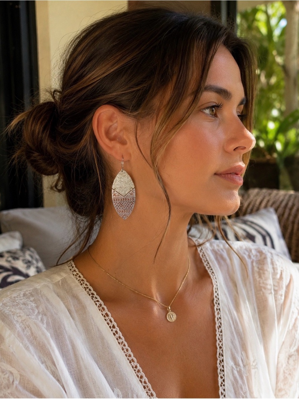 Boho Metallic Earrings | Geometric Dangle Earrings | Lightweight Earrings